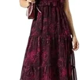 Women's Georgette Maxi Dress Digital Floral Printed One Piece Western Long Gown Dresses for Women-image-44