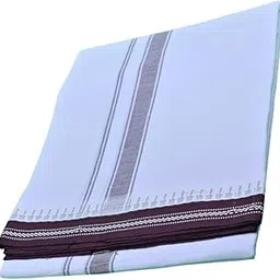 coral Cotton Kadhar Dhoti For Men | Traditional Kerela Style | Single Dhoti With Border | Solid Striped for Men | Ethinic | Soft & Comfortable | Ideal For Home & Devotional Events | 2Mtr-picture-32