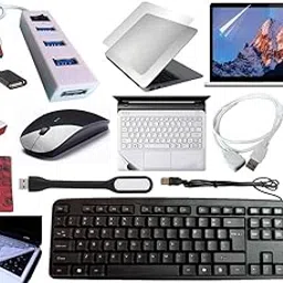 Anjo 14 in 1 Combo of Wired Keyboard, Wireless Mouse, Mouse Pad, USB Hub 2.0, Cleaner, OTG Micro&C, Extension, LED, Laptop Trackpad & Lid Lamination, 15.6 inch Key&Screen Guard & Sleeve-picture-12