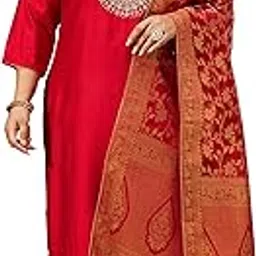janasya Women's Plus Size Maroon Silk Blend Zari Embroidered Straight Kurta Set-picture-22