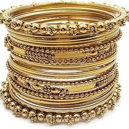 youbella Antique Look Jewellery Gold Plated Traditional Bracelet Bangles Set for Women-picture-11