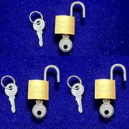 Small Brass Polished Lock 32 mm - Pack of 3-picture-46