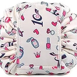 Waterproof Multifunction Portable Lazy Travel Cosmetic Large Capacity Storage Bag with Drawstrings (White Lip)-picture-36