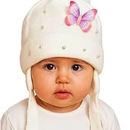 eleg & stilance Winter Woolen Knitted Kids Soft Inside Fleece Beanie with Double Pom Pom Flower Design for Unisex Kids Winter Cap, Multicolor, Free Size (3 Year- 10 Year)-picture-11