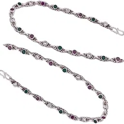peen zone we deliver the actual jewelry Peenzone 92.5-925 Sterling Silver Handmade Cup Setting Cubic Zirconia Ruby Emerald Round Shape Stone Anklets Festival Wedding Anniversary-picture-47