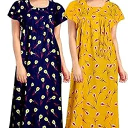 silver organisation Women Full Length Cotton Sleepwear Nighty (Multicolour L-XL) -Combo Pack of 2 Pieces-picture-29