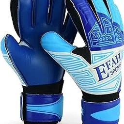 EFAH SPORTS Soccer Goalkeeper Gloves for Kids Boys Children Youth Football Goalie Gloves with Fingersave and Double Wrist Protection Strong Grip Palms (Size 6 Suitable for 13 to 15 Years Old, Blue) image 1