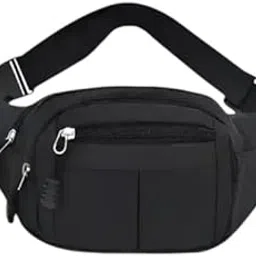 Multi-Pocket Fanny Pack with Adjustable Strap, Black, 4 Compartments, Water-Resistant, Travel Bag, Black Waist Bag, Shoulder Strap Bag-picture-40