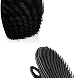 Silicone Body Scrubber for Shower, Bath & Massage – Soft Exfoliating Body Brush with Handle for Deep Cleansing, Gentle Massage & Improved Circulation – Quick Drying, Hygienic & Durable (Black)(Pack of 2)-picture-53