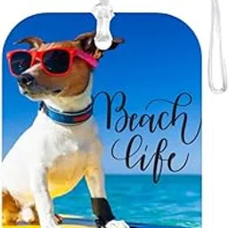 tashis pet junction TPJ Handmade Resin Customized Luggage ID Tag with Pet Name Dog Cat Photo, Cute Personalized Travel Bag Identifier Label, Travel Accessories Ideal for Gifting - Ocean Vibes Sunny Beachy Paws-picture-58