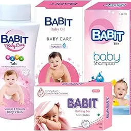 Babit Baby Combo Set Pack of 4 - Baby Powder (100g) with Khus-Khus Extract | Massage Oil (100ml) with Non-Sticky| Bathing Soap (75g) with Goat Milk and Oatmeal and Baby Shampoo (100ml) Tear Free Formula for Newborns and Infants-picture-11