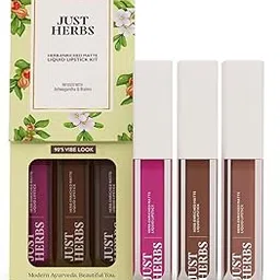 Just Herbs Herb Enriched Matte Liquid Lipstick | Set of 3 | Liquid Lipstick for Women | 90's Vibe | Hydrating & Lightweight | Ashwagandha & Brahmi-picture-27