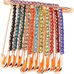 mufasa fashions Multicolor Rhinestone Safety Saree Pins Brooches Sweater Shawl Clips Faux Crystal Brooches Shiny Brooch Pins for Clothing Dress Pants Skirt Dressing Accessories (Multicolor Safety Pins)-picture-42