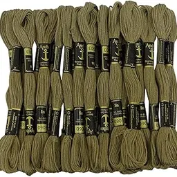 Bhavya Enterprises Anchor Cross Stich/Long Stich Embroidery Cotton Threads, Pack of 10, 8 Mt Each Skeins (Moss Green)-picture-19