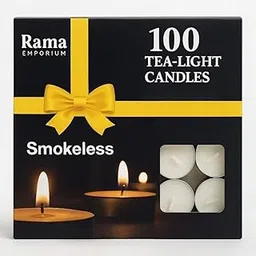 Rama Emporium Tealight Candles Set of 100 | Unscented Long Burning Wax Tea Lights | Perfect for Diwali, Pooja, Home Decor, Spa, Parties & Romantic Ambience | Smokeless & Dripless-image-11
