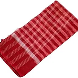 MAYAPURI Pure Cotton Traditional Handloom Gamcha/Gamchha/Gamucha/Gamusa/Towel (Red & White) (1)-picture-32