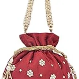 Heart Home Potli Bags for Ladies & Girls | Women Shagun Pouches for Festive Seasons | Batwa Bag Bridal Purse With Moti Design - Maroon-image-95