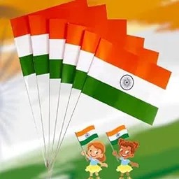 Prime Combo Of 6 Pcs Small Size India Hand Waving Flag/Indian Tiranga Trilcolor Paper Flags with Stick for Independence Day Republic Day Celebration Pack Of 1-image-90