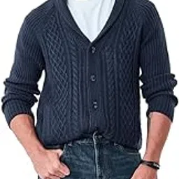 snitch Men's Sweater | Cable Knit Design with Shawl Collar & Button Closure | 100% Acrylic Fabric, Regular Fit, Casual Wear-picture-36