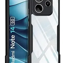 WOW IMAGINE Shock Proof Clear Protective Back Case for Redmi Note 14 SE 5G | Redmi Note 14 5G- AirEDGE Technology | 360 Degree Camera Protection | Transparent Hybrid Mobile Cover - Black-image-25