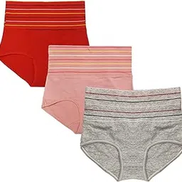 fillory Women's Multicolor Cotton High Waist Tummy Control Panty-Pack of 3-picture-44