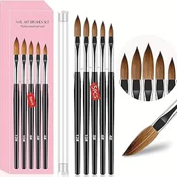 Rubyface 5pcs Acrylic Nail Brush for Acrylic Powder, Professional Nails Art Brushes Set,Nail Brushes Size 4/6/8/10/12 for Acrylics Application Nail Extension Carving Nail Art Tool-image-30