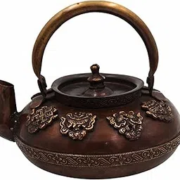 South Indian Arts Brass Kettle Pot Chaay Kee Ketalee Tea Coffee Ketalee Kettledrum Jar Surai with Strainer,Brown, 8Cm, 1 Piece-picture-23