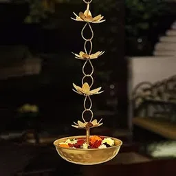 BEYOND THE MAT Lotus Shaped Decorative Floral Hanging Urli Bowl, Diwali Decoration Items for Home Décor, Handcrafted Elegant Showpiece, Pooja Room, Wedding Gift, Anniversary & Special Occasions (Gold)-picture-28