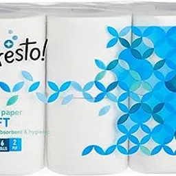 Presto! 2 Ply Toilet Tissue Paper,100% Natural Virgin Paper-Pack Of 6(400 Pulls Per Roll) image 1