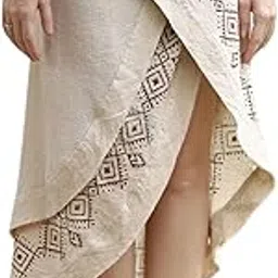 Crystal HEAL Asha Skirt for Women – Freesize Beige Cotton Wrap Skirt, Boho Chic & Versatile Design for Casual, Party, and Festival Wear, Lightweight-image-41