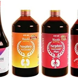 Uveda Naturals combo Heparex DS Sugar free 450ml | Hb Booster Sugar free 450ml | Nephro panchamrit and Nephro panchamrit plus Sugar free (15 days combo(1 Bottle Each))-image-0