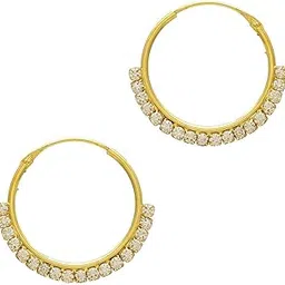 memoir Gold plated White CZ studded Hoop Bali earrings for Women-picture-14