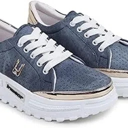 zixer Gold Synthetic Casual Shoes for Women White Sneakers for Girls Chunky Stylish Comfirtable Ladies Sports Shoes for Gym Walking Jogging Tracking-picture-28