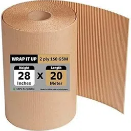 WRAP IT UP Ecofriendly 2 Ply Brown Corrugated Roll For Ecommerce Packaging 160 GSM Paper (28 Inch * 20 Meter)-picture-39