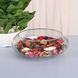 Crystal Decorative Bella Bowl for Home Décor - 8 Inch| Elegant Glass Display Dome with Base for Flowers, Candles, and Collectibles(Clear)-picture-46