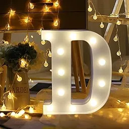 Party Propz D Light Alphabet - 1Pcs Marquee Light Alphabet D, Led Letters Alphabet for Decoration, Decorative Name Lamp for Birthday, Wedding, Anniversary, Home Decor, Room Decor, White-picture-33