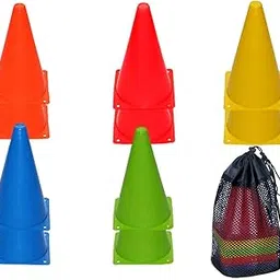 YINKE Mini Color Cones Set of 10, 5 Colors (2 Each Color), Triangle Color Cone, Marker Cones, Color Variations, Soccer Futsal, Lightweight Type, Storage Pouch Included (7.1 inches (18 cm)-picture-11