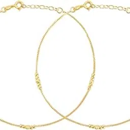 zavya 925 Sterling Silver Beads Minimal Gold Plating Anklet (Pair) | Gift for Women & Girls | With Certificate of Authenticity & 925 Stamp|Mother's Day-picture-21
