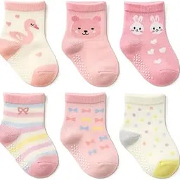 cuteably Cutealby Baby Anti-Slip Cotton Socks, 6 Pairs, Mix-Print-picture-42