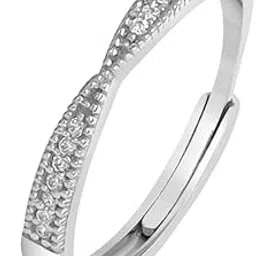 925 Sterling Silver Designer Cubic Zirconia CZ Rhodium Plated Adjustable Ring | Gift for Women and Girls | With Certificate of Authenticity and 925 Hallmark-image-15