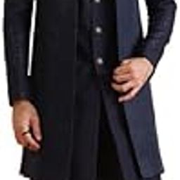 kisah Mens Indo-Western Sherwani Trouser Set|Silk Blend Fabric Sherwani Set with Trousers Self Design Pattern Mens Ethnic Wear|Regular Fit Mandarin Collar Long Sleeves-picture-48