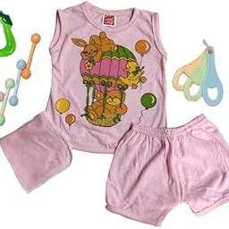 FELIX GO LUCKY 5-in-1 Baby Gift Set for Newborns 0-6 Months | Essentials Combo with T-Shirt, Teether, Washcloth & More | Ideal Gift for Baby Girls - 2008 Pink-picture-10