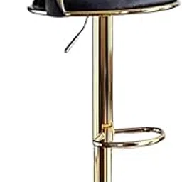 Beeds Adjustable Bar Stool with Plush Quilted Seat, Gold Finish Base, Stylish Footrest, Comfortable Seating for Kitchen, Dining, Bar, or Office Use (Black)-picture-15
