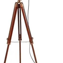 j.h Handicraft Copper Vintage Wood, Copper Head, Aluminium, Steel, Glass Tripod Floor Lamp-picture-25