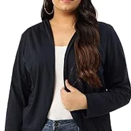 Viscose Rayon Long Sleeves Solid hrug for Women XXL-image-1