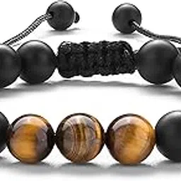 Men Women Gifts Bracelet Braided Rope Natural Tiger Eye Stone Yoga Bracelet Bangle-21018-image-1