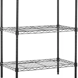 Amazon Basics Height Adjustable 3-Shelves Heavy Duty Rack - Black (Steel, Black Coated Chrome Finish), Tiered Shelf - Free Standing-image-21