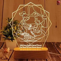 Artistic Gifts Acrylic Personalized 3D Illusion Led Transparent Rakhi Gift Lamp For Sister| Customized Name Lamp For Rakshabandhan Gift, Rakhi Hamper, Rakhi Unique Return Gifts For Brother. (Rakhi 3)-image-14