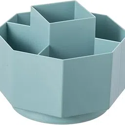 ATORSE 360 Rotary Makeup Holder Pen Holder 5 Slot for Home Office Vanity Countertop Blue-image-1