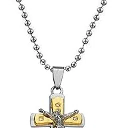 sullery Christmas Gift Cubic Zirconium Crystal Lord Holy Jesus Christ Crucifix Silver and Gold Stainless Steel 01 Necklace Pendant for Men and Women-picture-24